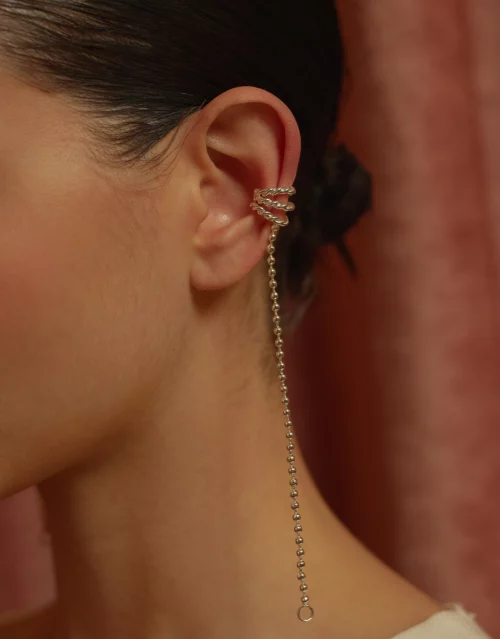 Earcuff Romano argent boucle d'oreille pendante diada