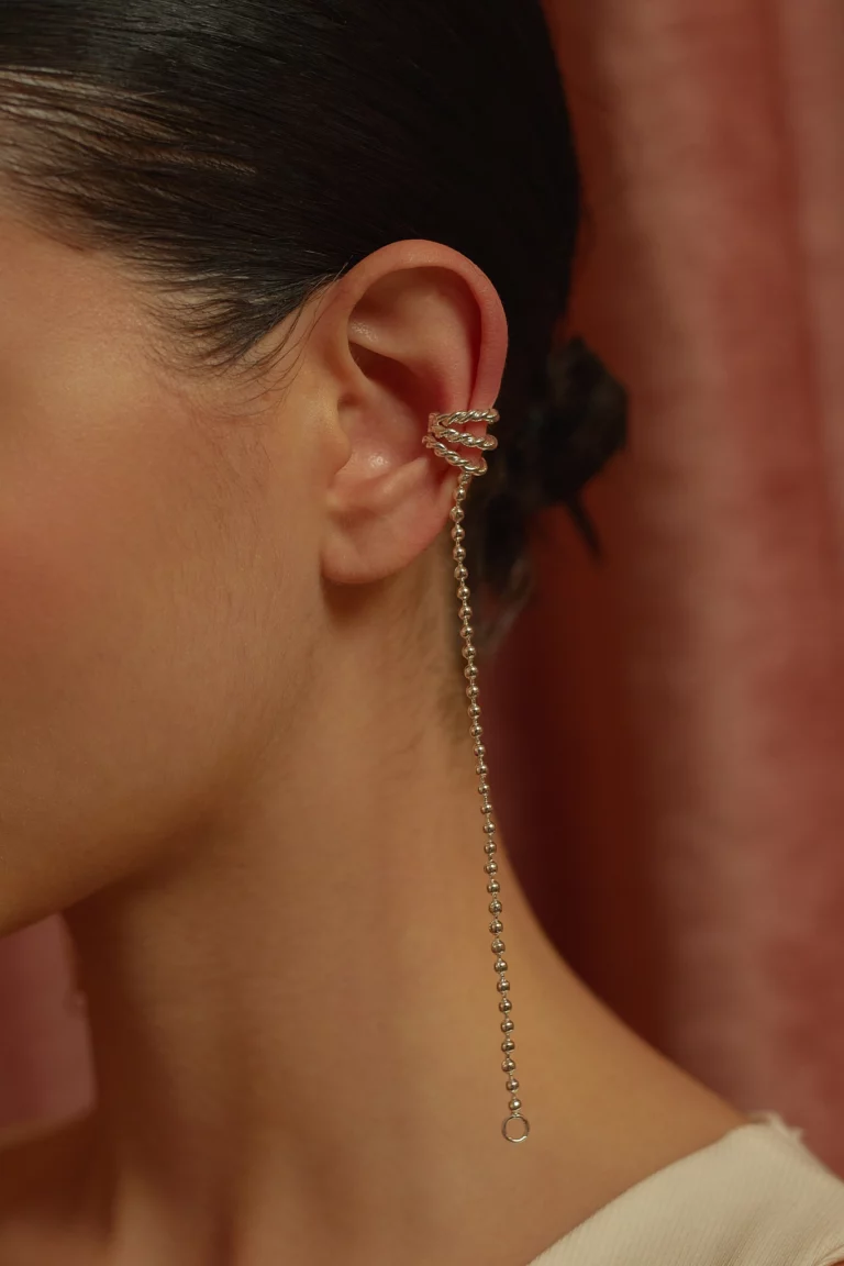 Earcuff Romano argent boucle d'oreille pendante diada