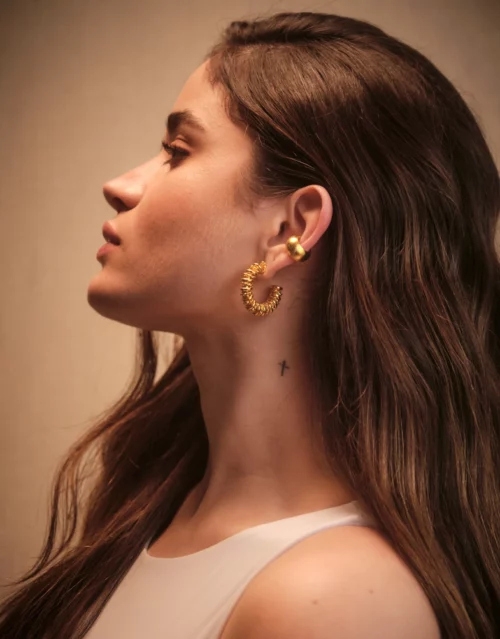 Tamba Big hoops-boucle d'oreille plaqué or, mode colombienne boutique diada
